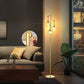 Decorative Gold Floor Lamp,3-Light Farmhouse Floor Lamps for Living Room with Smooth Dimmable ( Adjust Brightness Nightlight ), Modern Style Standing Tall Lamp of Diamond Cage - Bulb Included