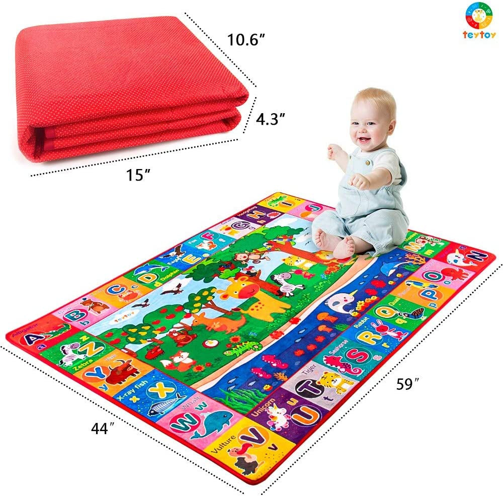 Baby Cotton Play Mat, Playmat Baby Crawling Mat for Floor Baby Mat Large Super Soft Extra Thick (0.6Cm), Plush Surface Foldable Non-Slip Non-Toxic