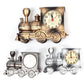 Yesbay Cartoon Locomotive Train Alarm Clock Antique Engine Design Table Desk Decor-Bronze