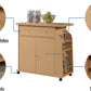 Import Kitchen Island with Spice Rack and Towel Rack, Beech