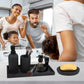 Bathroom Accessory Set-4 Pcs Complete Resin Bathroom Counter Vanity Accessories Sets Vanity Tray Lotion Dispenser/Soap Pump Toothbrush Holder Soap Dish-Matte Black Sandstone Modern Decor