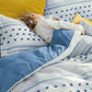 Bedsure Blue Twin Comforter Set - Boho Bedding Set , Reversible White Striped Tufted Farmhouse Twin Size Comforter Sets (68X88 Inches, 2 Pieces)