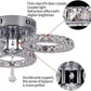 Deckrico Modern Crystal Chandelier Flush Mount Stainless Steel Pendant Ceiling Lamp 3-Rings round LED Light Fixtures for Living Room Bedroom Restaurant Porch Dining Room (Cool White)