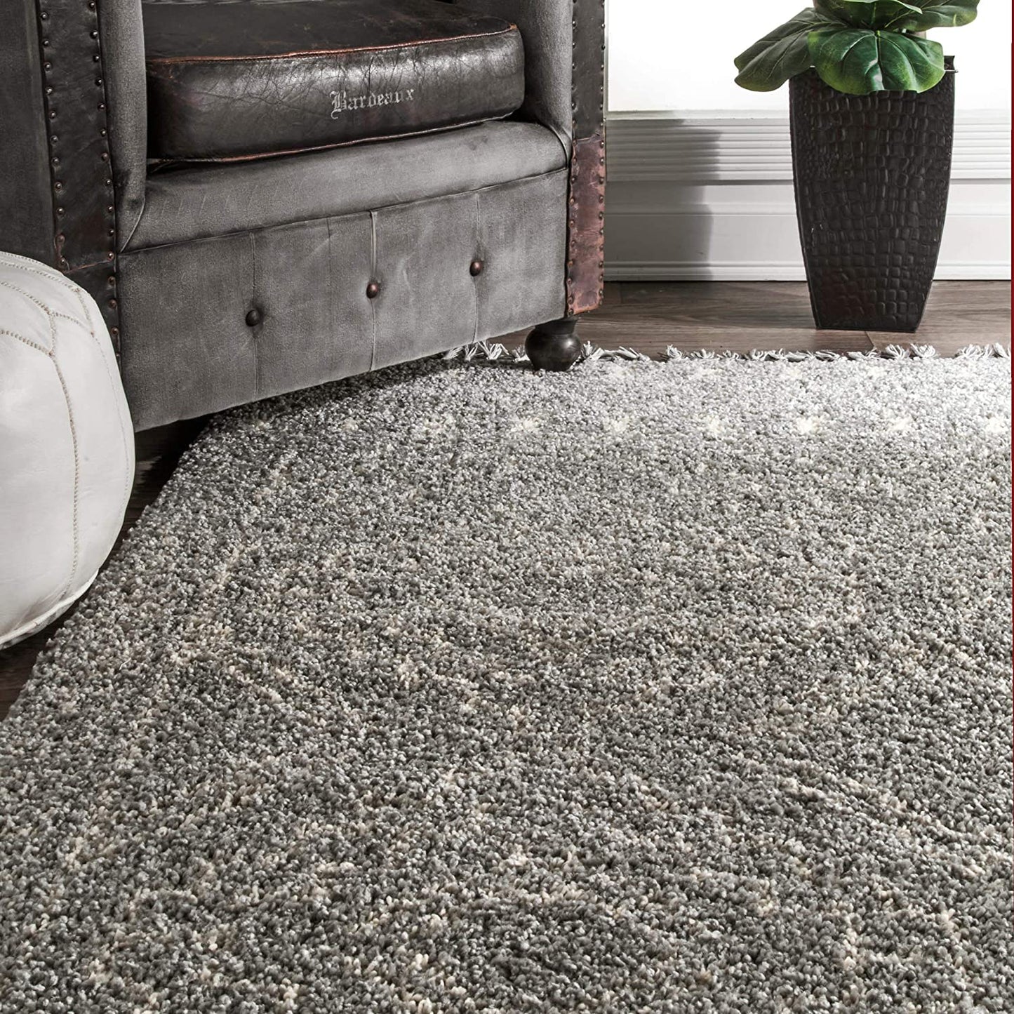 Vasiliki Moroccan Tribal Shag Area Rug, 2' X 3', Silver