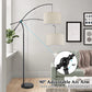Modern Floor Lamp for Living Room Contemporary Arc Lamp behind the Couch Tall Standing Reading Lamp with Hanging Shade & Foot Switch Adjustable Arm for Bedroom Office Industrial Style Lighting Black