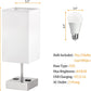 Touch Control Bedside Lamp, USB Table Lamp with 4 Bulbs,3 Way Dimmable Nightstand Lamp with 2 USB Ports & AC Outlet, Touch Desk Lamps for Bedrooms Living Room, Small Table Lamp, White Fabric Shade