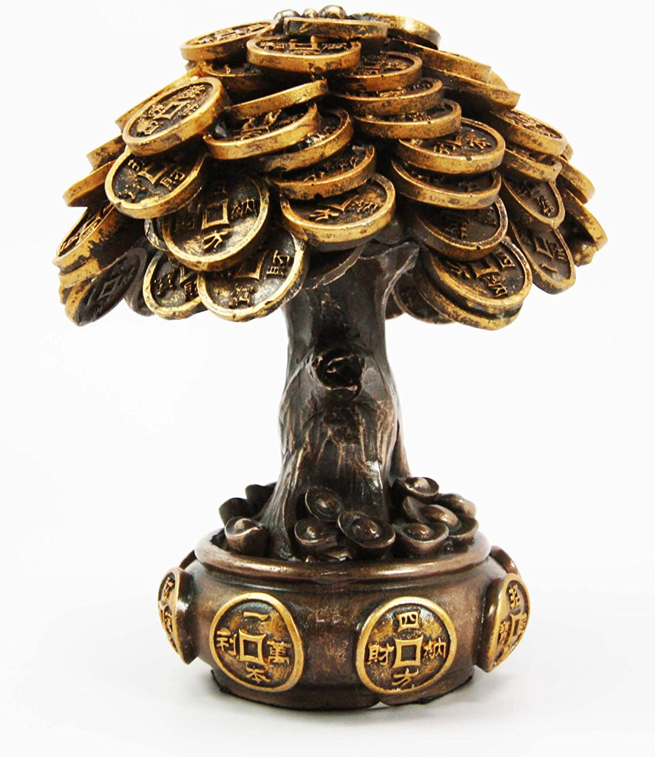 Ebros Feng Shui Gold Tree Statue Golden Money Coin Tree of Wealth and Abundance Decor Talisman Figurine