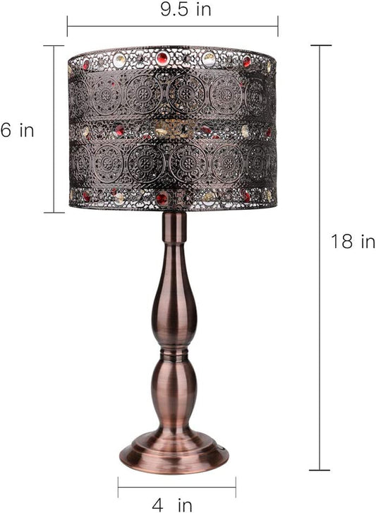 18 Inch Tall DIY Industrial Art Deco Retro Creative All Metal Table Lamps Bedroom,  Large Bronze Baroque Vintage Lights for Living Room