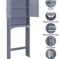 over the Toilet Bathroom Cabinet with 2 Doors & Adjustable Shelf, Free Standing Toilet Rack Space-Saving, L24.5Xw9Xh66 Inches, Grey