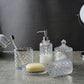 Set of 5 Glass Bathroom Accessories Set Include Soap Dispenser & Tumbler & Soap Dish & Toothbrush Holder & Apothecary Jar(Luxurious Crystal Sparkling Colored)