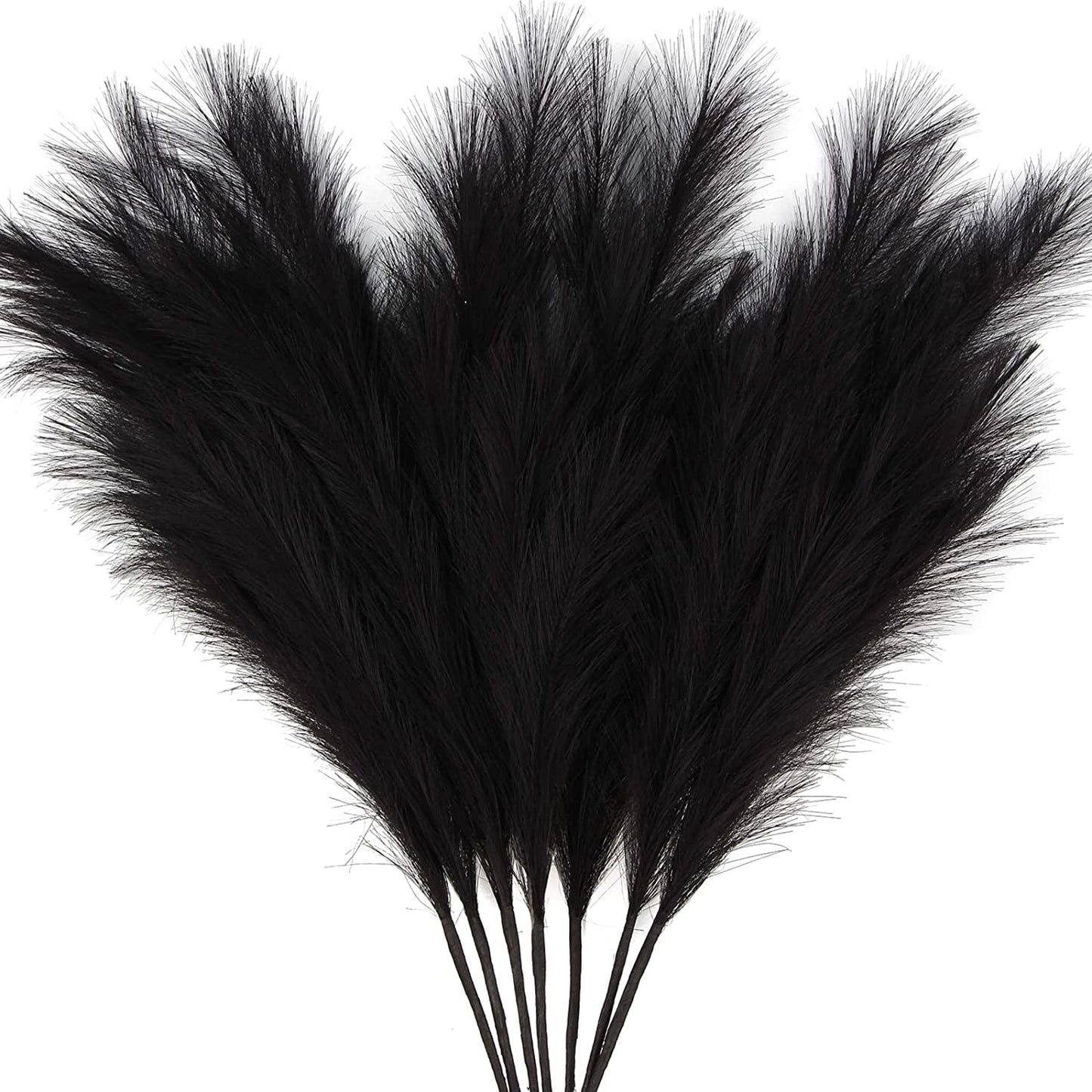 7-Pcs 38"/3.1FT Faux Pampas Grass Large Tall Fluffy Artificial Fake Flower Boho Decor Bulrush Reed Grass for Vase Filler Farmhouse Home Wedding Decor (Black)