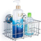Suction Cup Deep Shower Caddy Bath Wall Shelf for Large Shampoo Shower Gel Holder Bathroom Storage - Rustproof Stainless Steel