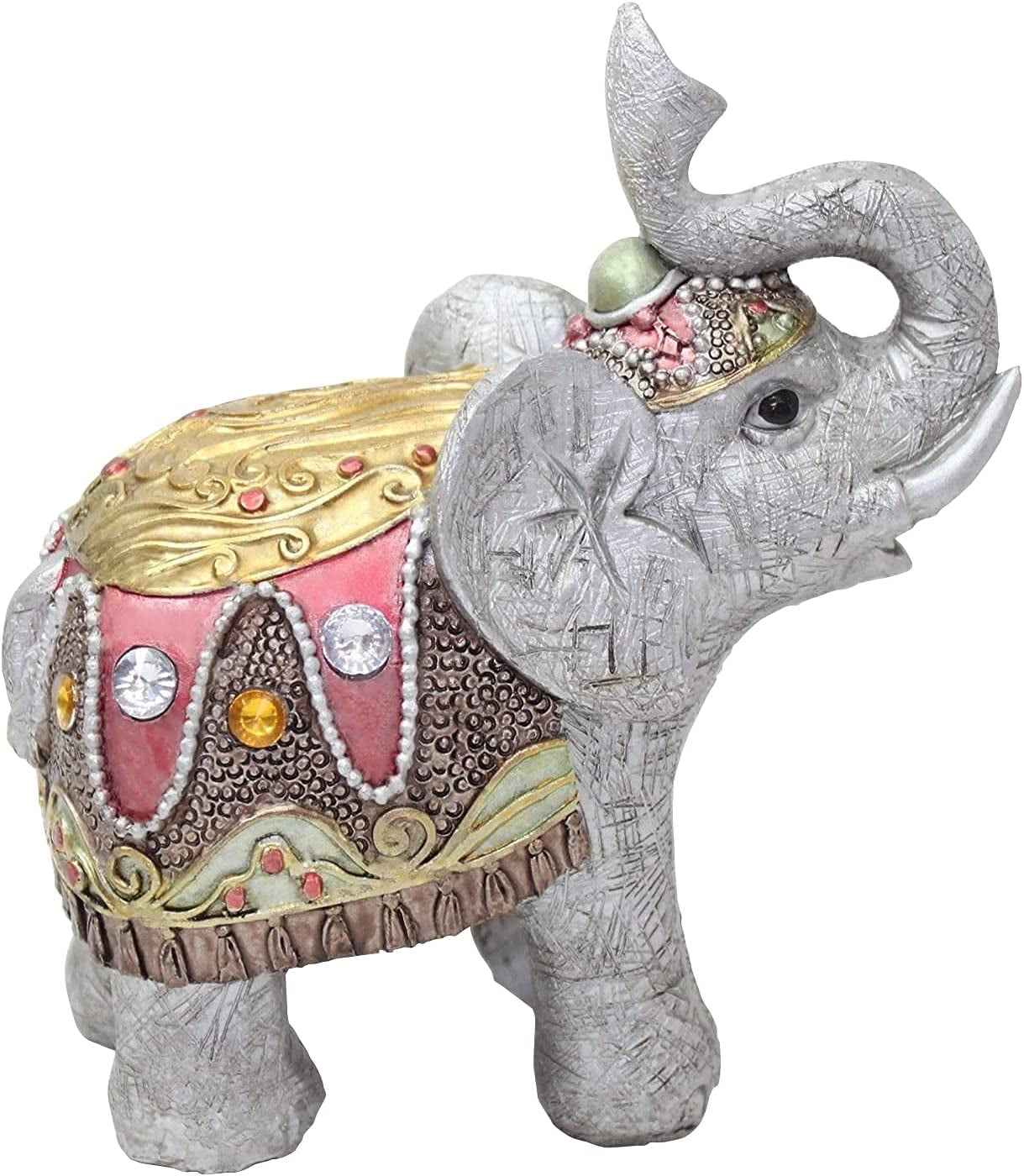 Feng Shui 4" Light Gray Elephant Figurine Wealth Lucky Figurine Gift & Home Decor