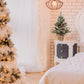 24 Inch 2 FT Pre-Lit Snowy Mini Christmas Tree, DESPAS Flocked Small Tabletop Christmas Tree with 20 LED Lights Red Berries Pine Cones and Cloth Bag Base Xmas Decorations for Holiday Party Home