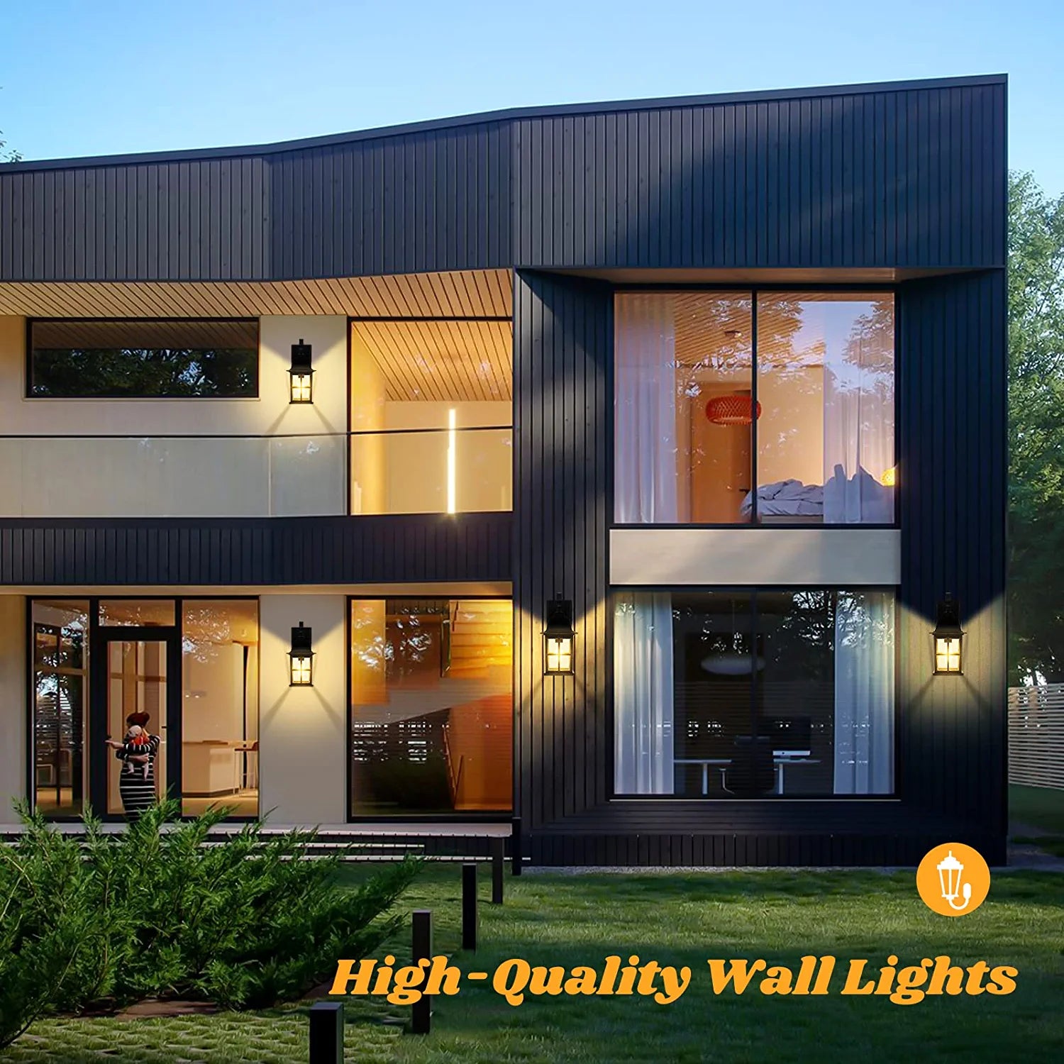 2-Pack Outdoor Light Fixtures Wall Mount, 100% Aluminium Waterproof Exterior Wall Lantern, Anti-Rust outside Black Wall Sconce Porch Lights for House Garage, Doorway, Bulbs Not Included