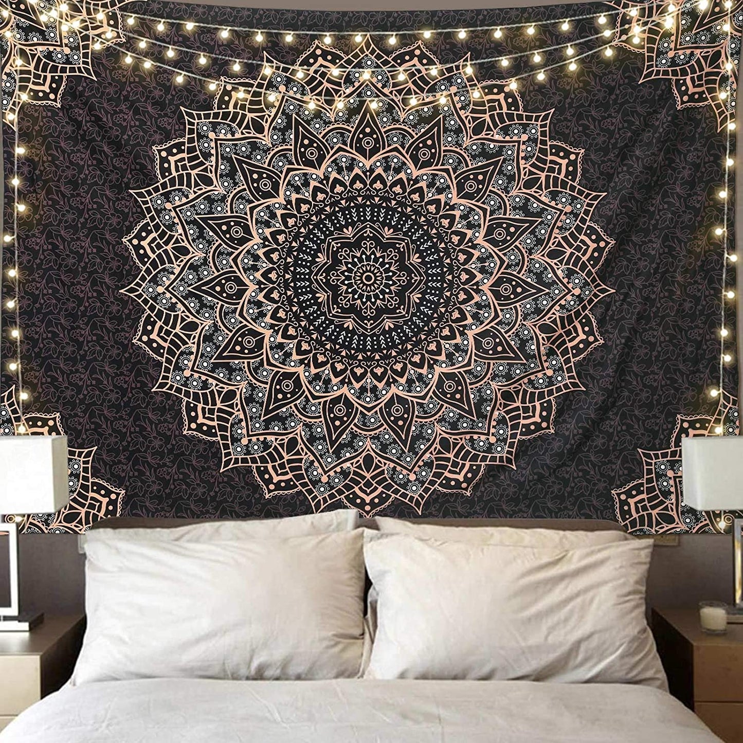 Black Mandala Tapestry Wall Hanging Psychedelic Wall Tapestry Aesthetic Indian Hippie Wall Decor Bohemian Wall Art Boho Home Decoration for Bedroom,Living Room,Dorm