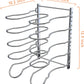 Heavy Duty Pan Rack, Pot Lid Rack, Kitchen Cabinet Pantry Cookware Organizer Rack Holder | 5 Adjustable Dividers, Chrome