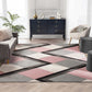 Good Vibes Nora Blush Pink Modern Geometric Stripes and Boxes 5'3" X 7'3" 3D Texture Area Rug, 5 Ft 3 in X 7 Ft 3