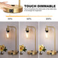 Set of 2 Industrial Touch Control Table Lamps with 2 USB Ports and 2 AC Outlets, 3-Way Dimmable Bedside Nightstand Reading Lamps with 2700K LED Bulbs, Glass Desk Lamp for Living Room,Bedroom