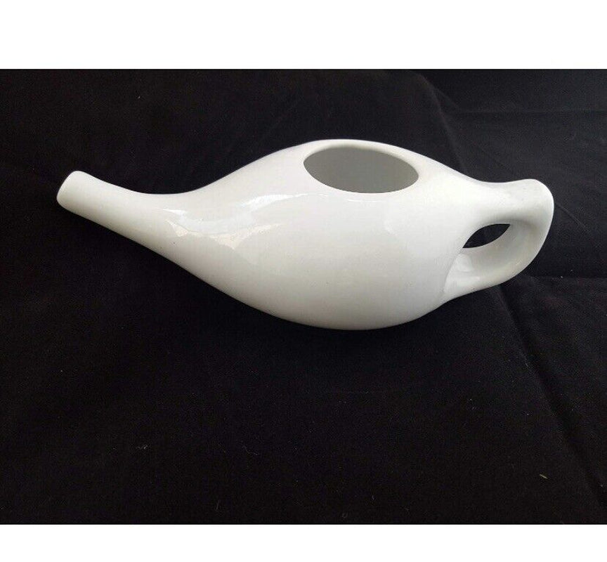 Neti Pot Ceramic Porcelain Nasal Wash Clear Allergy Congestion Mucus Dry Nose 1