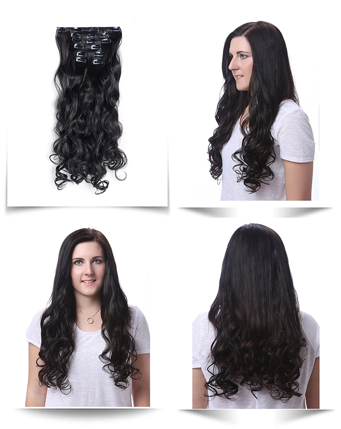 ® 20" Curly Full Head Clip in Synthetic Hair Extensions 7Pcs 140G (25#-Light Golden Blonde)