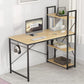 Computer Desk with Shelves Storage 47 INCH Study Writing Desk for Home Office Desks,Modern Simple Style Steel Frame Wood for PC Table with Bookshelfs