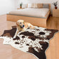 Cow Print Area Rugs Cowhide Rugs 4.6Ft X5.2Ft for Living Room Bedroom Western Decor, Cute Fluffy Cowhide Carpet Faux Fur Rug, Soft Fuzzy Rug for Home, Brown and White,(140*158Cm)