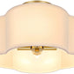 4-Light Semi Flush Mount Ceiling Light Fixture, Gold Modern Close to Ceiling Lamp with White Fabric Shade, Farmhouse Bright Lighting Brass Finish for Nursery Kids Room Bedroom Kitchen Hallway Entryway