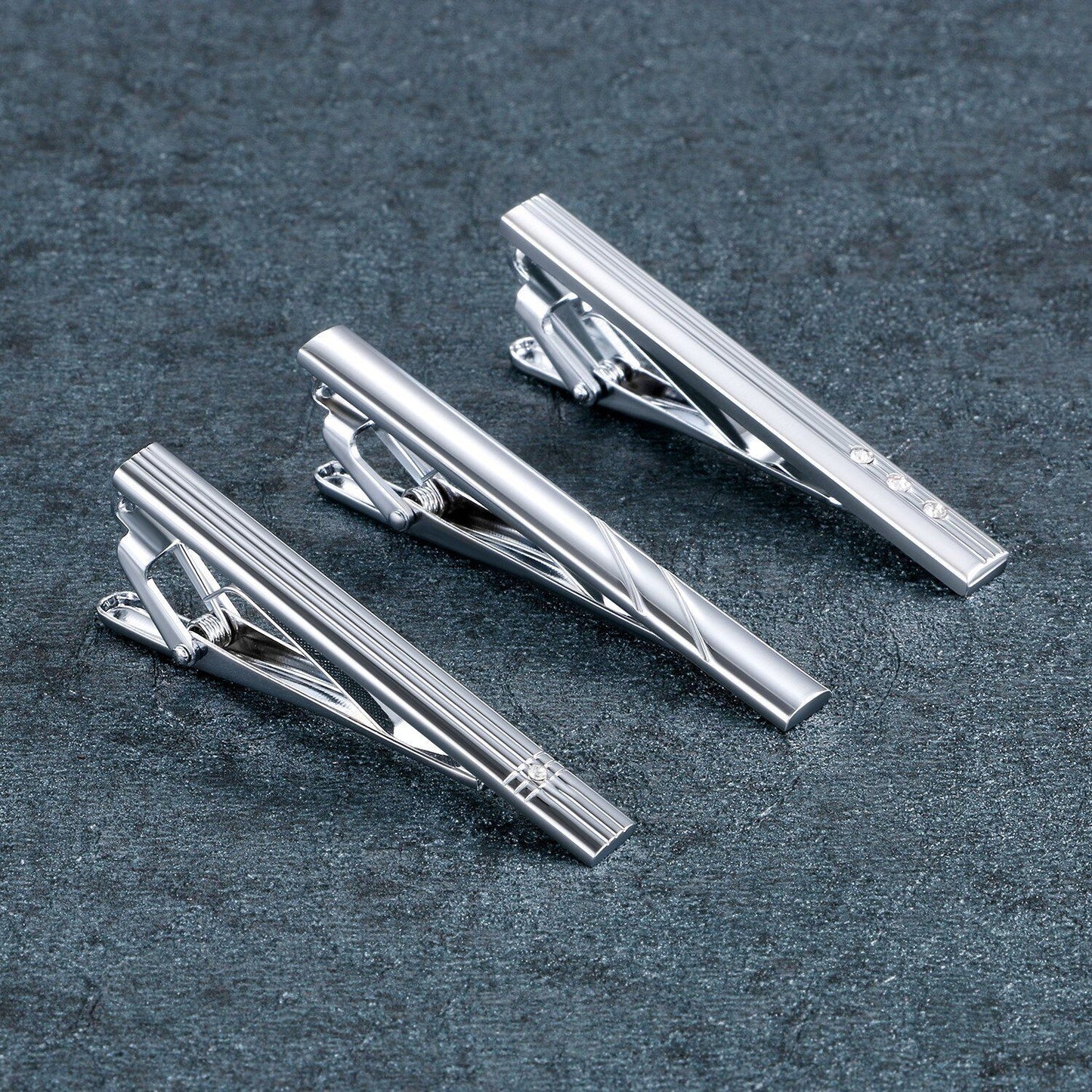 4Pcs Gentleman Silver Metal Simple Necktie Tie Clip Bar Clasp Clip Clamp Pin Set