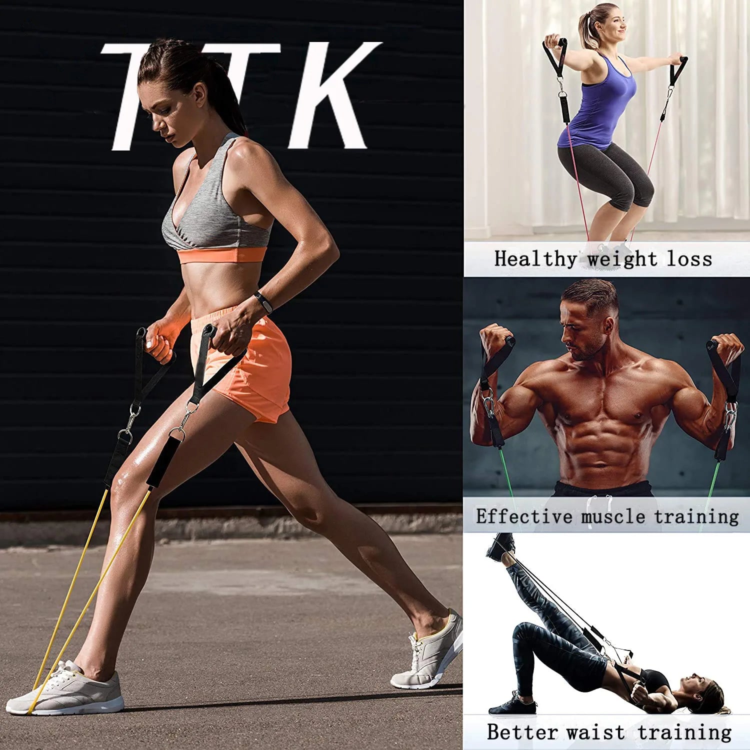 Resistance Bands Set, Exercise Bands,Workout Bands With,Handles for Women & Men, 5 Stackable Resistance Bands with Door Anchor, Ankle Straps, Resistance Band,Yoga,Fitness Training up To150Bl