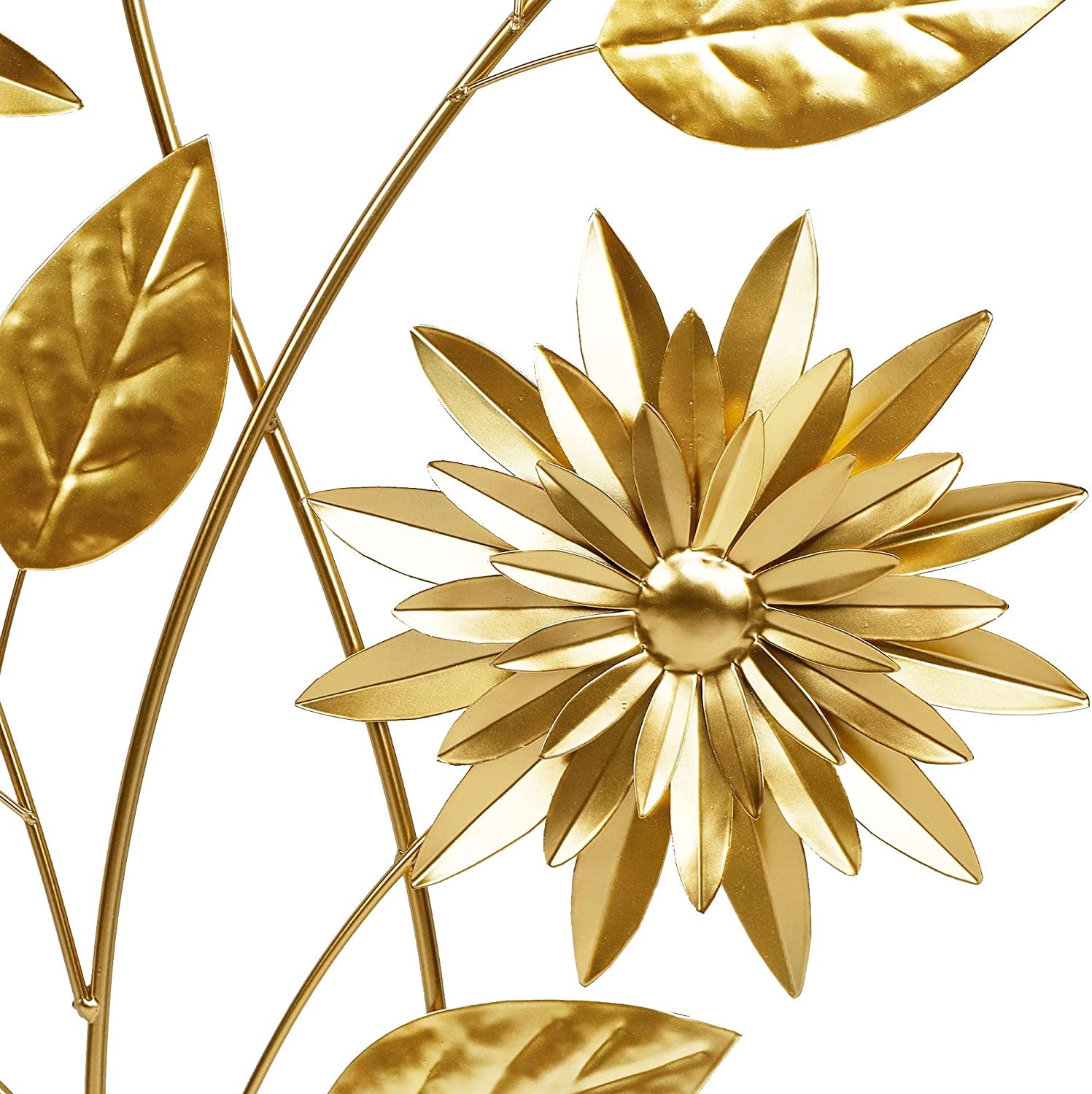 Gold Wall Sculptures, 39 Inch Golden Rectangular Metal Wall Decor with Frame, Gold Metal Flower Wall Art Sculpture for Living Room, Bedroom, Office, Study, Large (Golden-1 Pack)