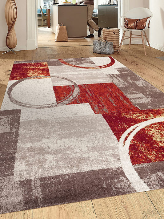 Contemporary Abstract Circle Design Multi Soft 5'3" X 7'3" Indoor Area Rug