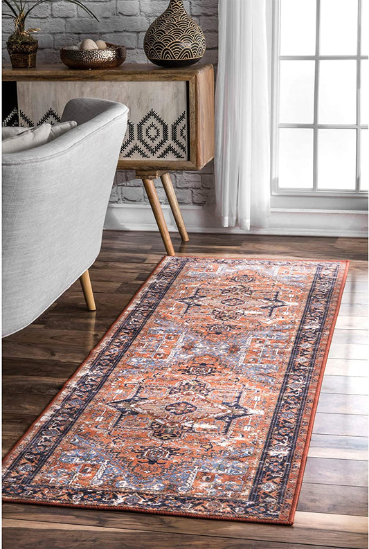 Florence Vintage Persian Runner Rug, 2' 8" X 8', Rust Red