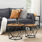 Small Coffee Table Set of 2, round Coffee Table with Steel Frame, Side End Table for Living Room, Bedroom, Office, Rustic Brown and Black ULET040B01
