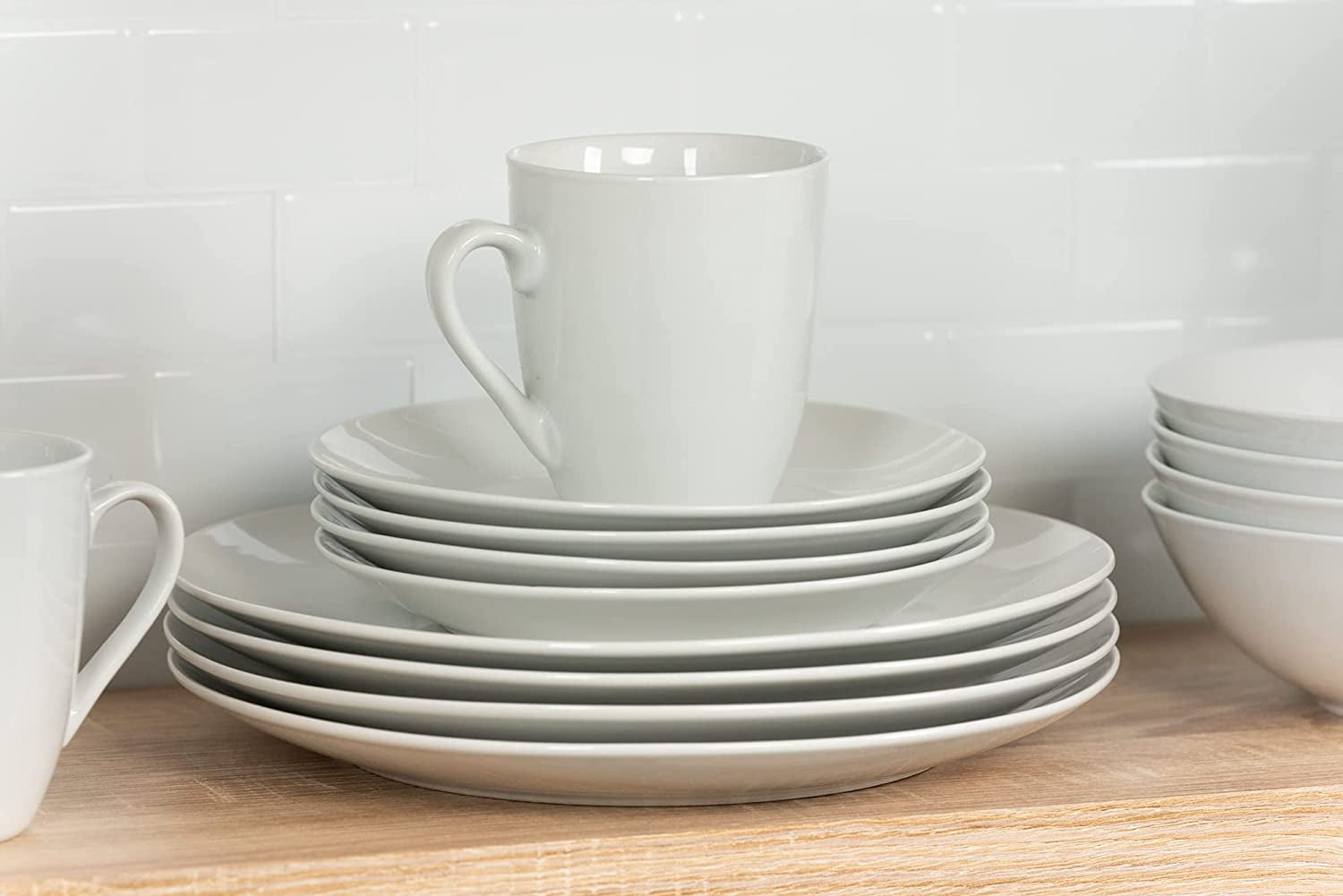 Simply Coupe 16 Piece Dinnerware Set, White - SM-1600-CP-SW