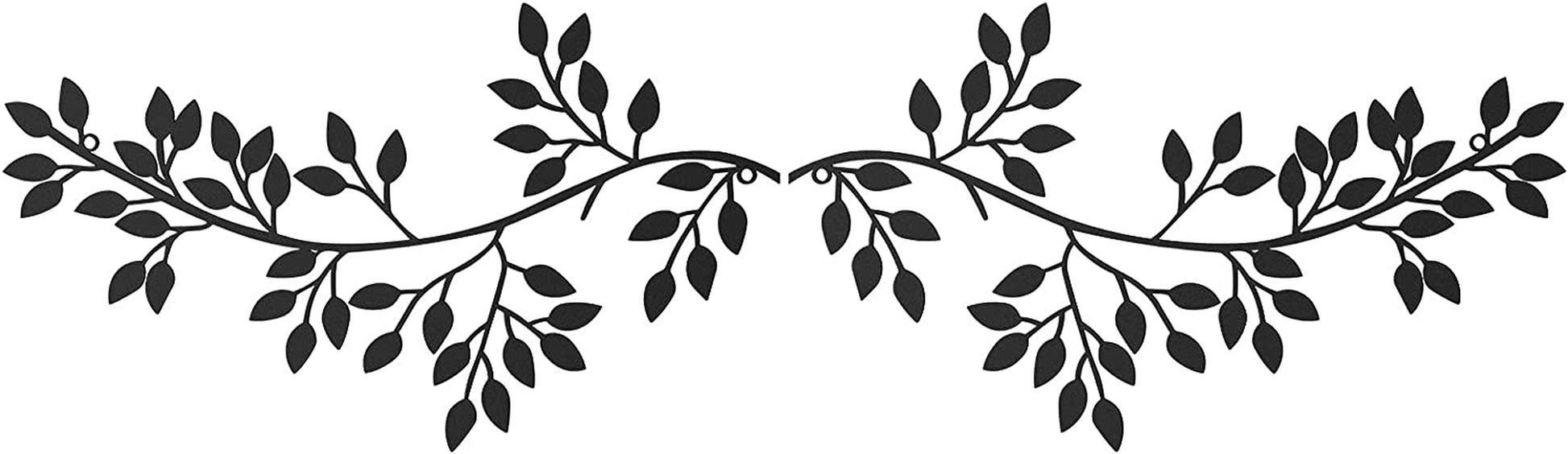 2 Pieces Metal Tree Leaf Wall Decor Vine Olive Branch Leaf Wall Art Wrought Iron Scroll Sculptures above the Bed, Living Room, Outdoor Decoration (Black)