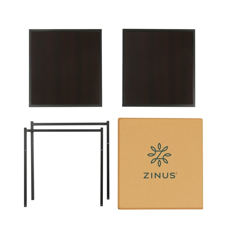 Zinus Dane 20” Black Frame Side Table, Red black wood grain