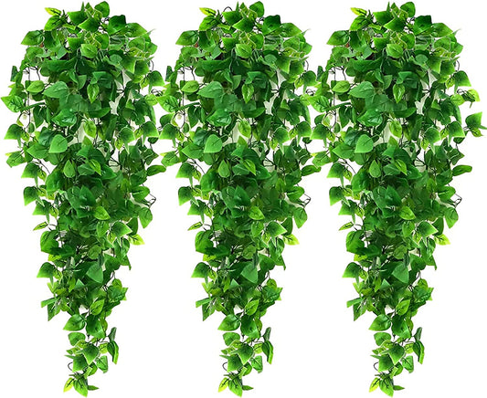 3Pcs Artificial Hanging Plants, 3.6Ft Fake Hanging Plant, Fake Ivy Vine for Wall House Room Indoor Outdoor Decoration (No Baskets)