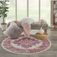 Passion Ivory/Fuchsia 4' X round Area Rug, Boho, Traditional, Easy Cleaning, Non Shedding, Bed Room, Living Room, Hallway, (4' Round)