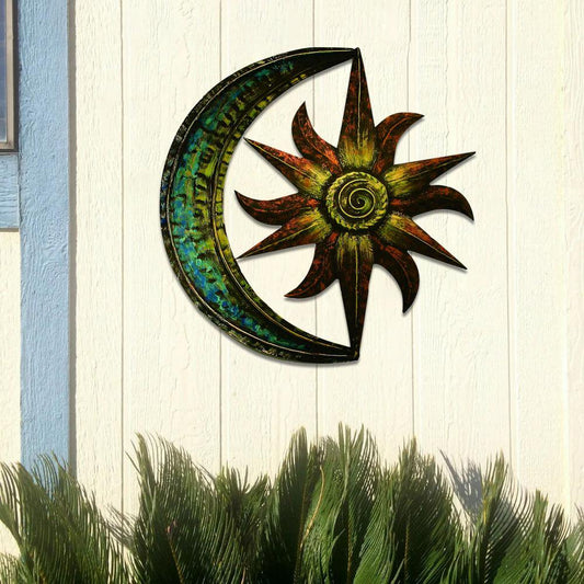 Celestial Themed Metal Wall Decor Metal Wall Art Moon Star Shape Iron Showpiece Metal Wall Decor Ideas Sun Moon Wall Art Celestial Themed Home Yard Wall Decor,11.42*11.42In
