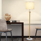 Modern Floor Lamp for Living Room, Adjustable Height Standing Lamp with Marble Base,3-Way Dimmable Gold Brass Tall Pole Light with White Linen Shade for Reading,Bedroom,Pull Chain Switch,Bulb Included