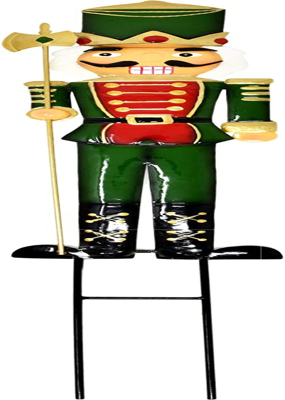 Christmas Nutcracker Yard Stakes 2 Pack Metal Soldier Outdoor Decorations Lawn Decor for Holiday Signs Pathway Driveway Nutcrackers 27.5" Tall