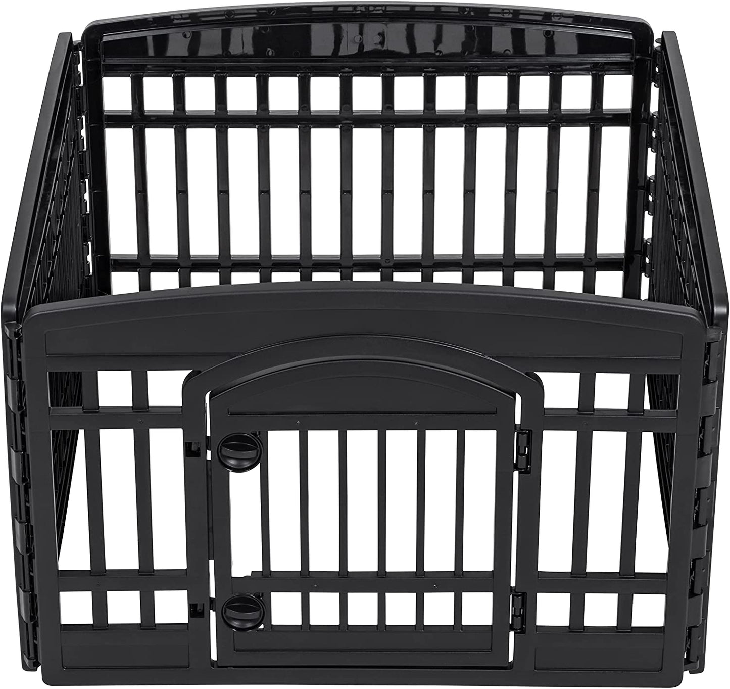 IRIS USA Dog Playpen, Exercise Pet Playpen with Door for Small & Medium Dogs, 4-Panel, 24" H, Black