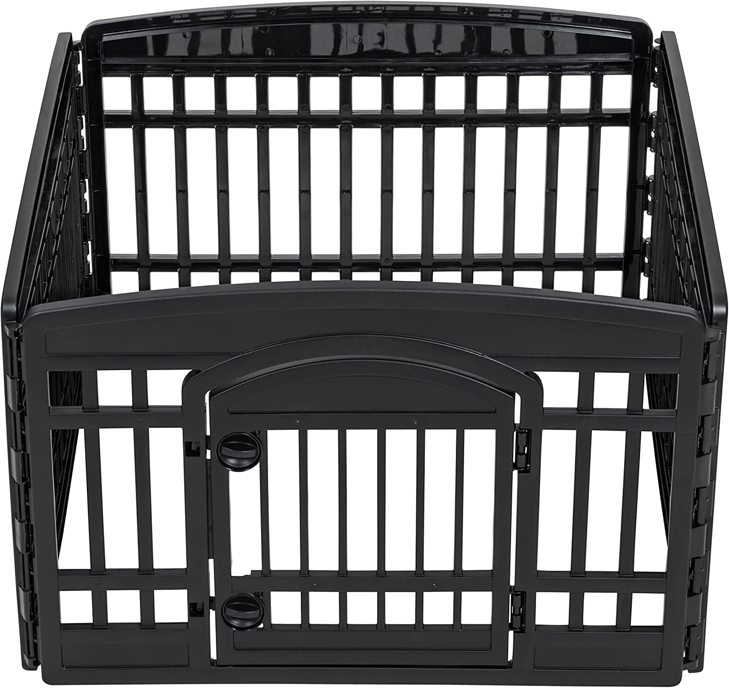 IRIS USA Dog Playpen, Exercise Pet Playpen with Door for Small & Medium Dogs, 4-Panel, 24" H, Black