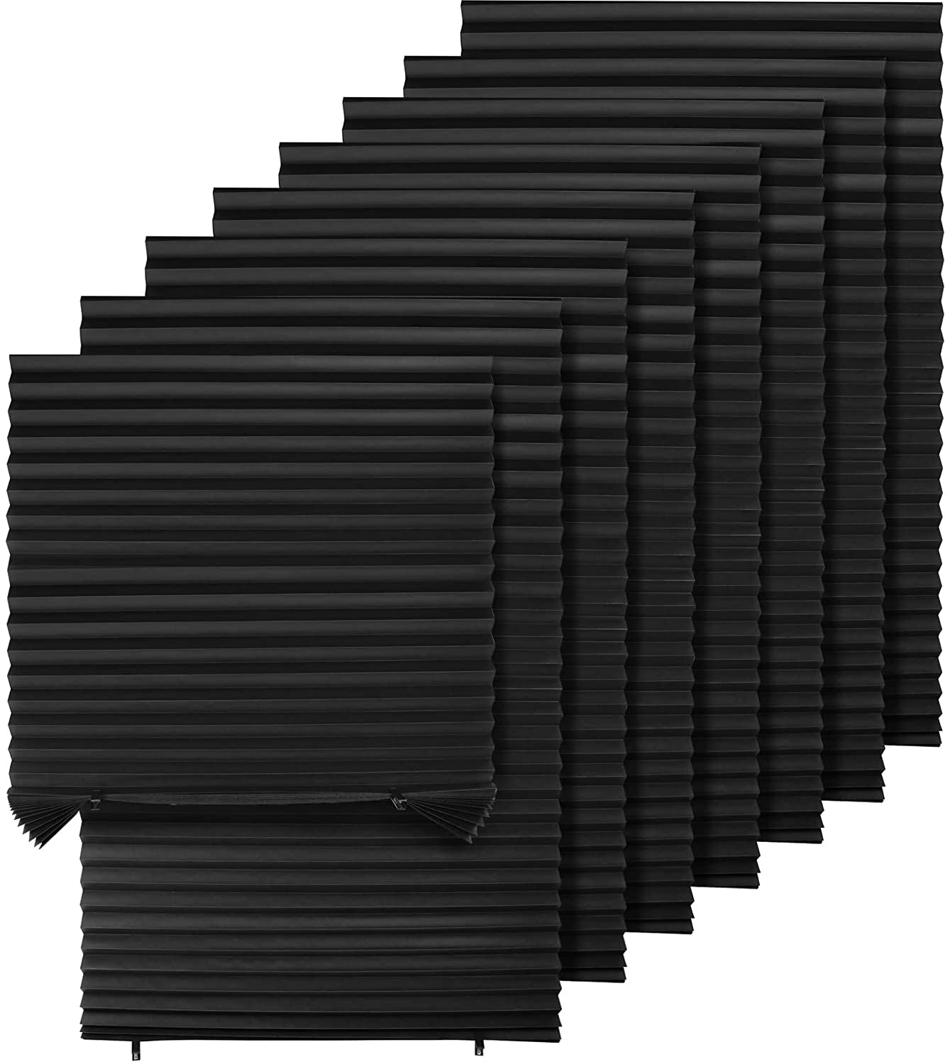 Pleated Window Paper Shades Room Darkening Blinds Black 36" X 69" (Pack of 6 Temporary Shades)