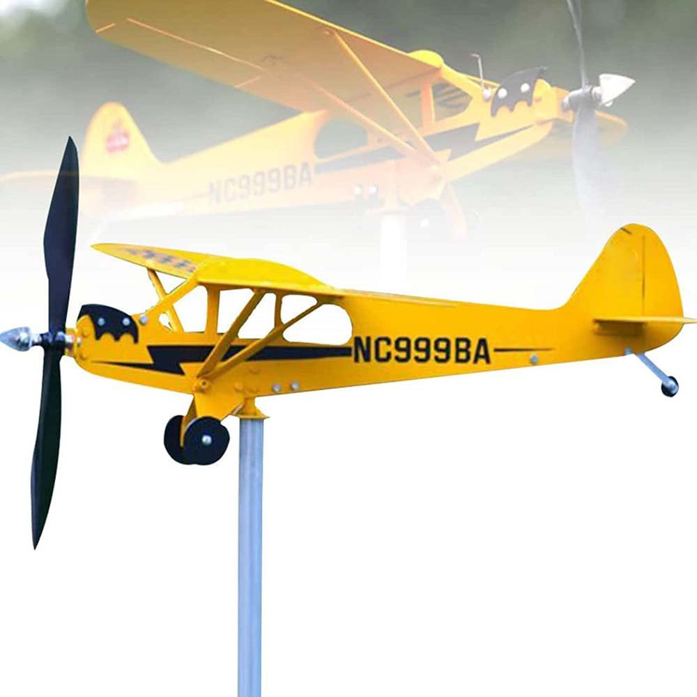 Piper J3 Cub Airplane Weathervane, Metal Weather Vane Decoration Gifts, for Any Garden Pergola Deck Gazebos or Yard, for Flight Lovers