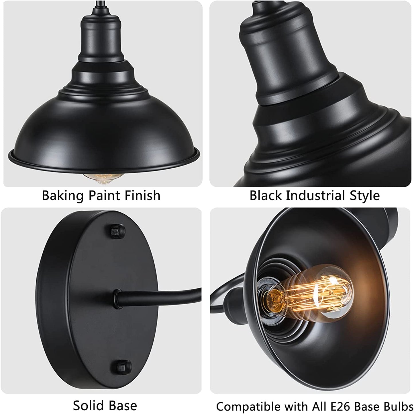 Farmhouse Wall Sconce,  Industrial Black Wall Sconces, Gooseneck Wall Sconces Lighting, Wall Mount Lamp Fixtures for Barn Porch Bathroom Bedroom Living Room (2 Pack)