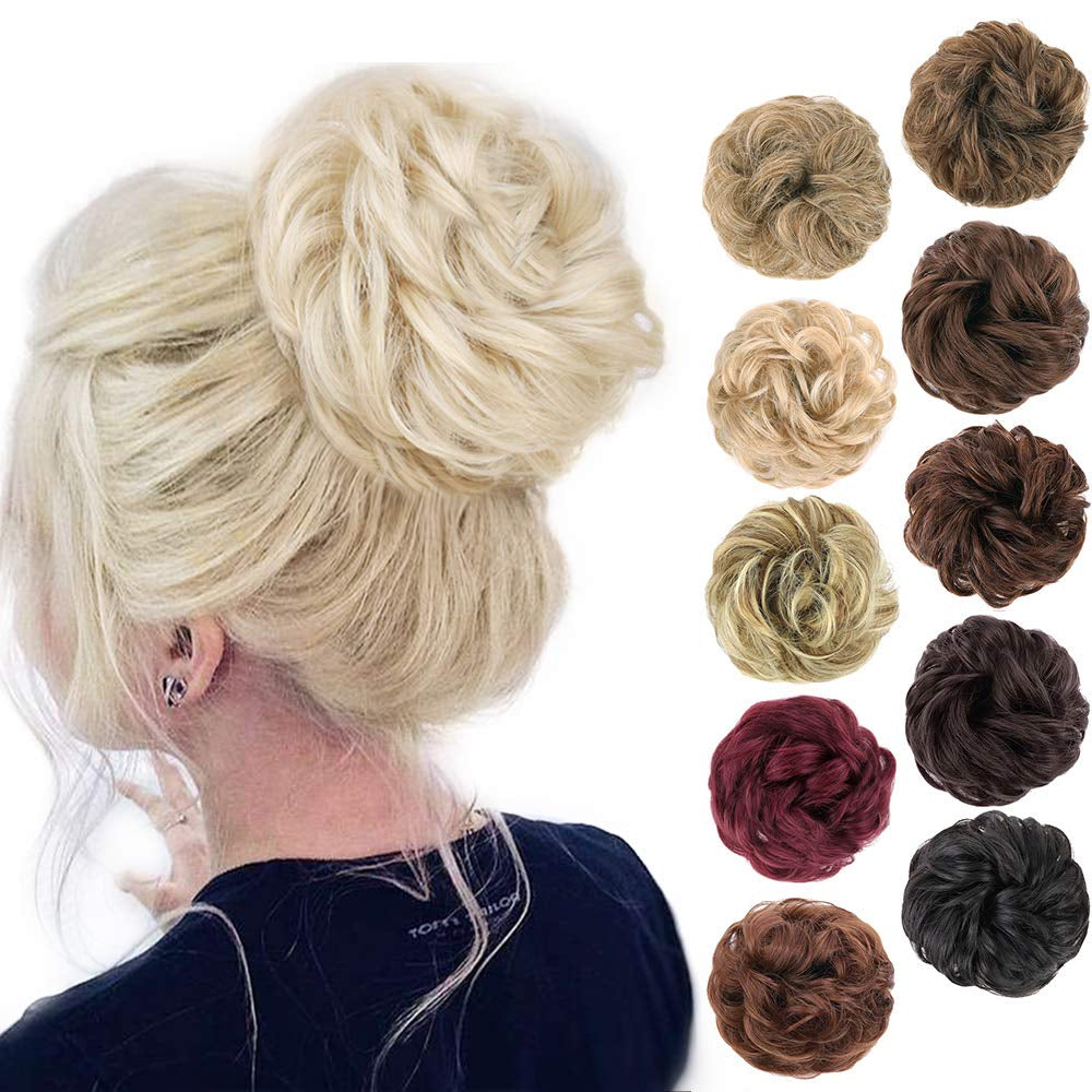 1PCS Messy Hair Bun Hair Scrunchies Extension Curly Wavy Messy Synthetic Chignon for Women Updo Hairpiece