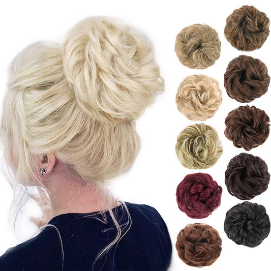 1PCS Messy Hair Bun Hair Scrunchies Extension Curly Wavy Messy Synthetic Chignon for Women Updo Hairpiece