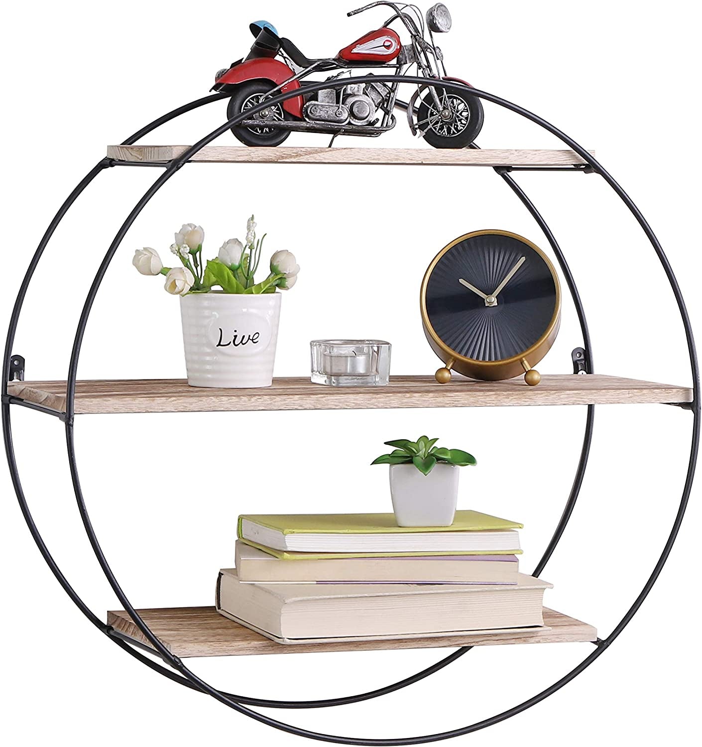 3 Tier Wall Floating Ledge Shelves for Home Decor,Wall Decoration Storage Shelf and Wall Mount Booke Display Rack for Bedroom and Living Room